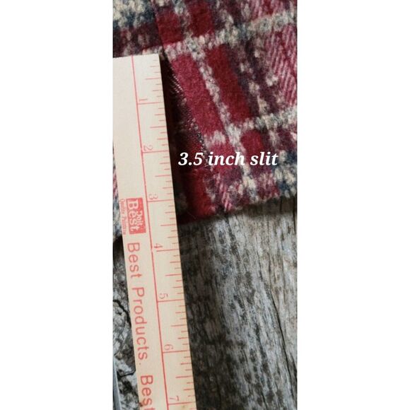 Potter's Pot Wool Blend‎ Skirt Size Large Red Plaid 17" Length Front Slit - Picture 4 of 14
